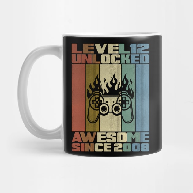 Level 12 Unlocked Birthday 12 Years Old Awesome Since 2008 by 5StarDesigns